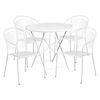 Flash Furniture 30" Round White Steel Folding Table w/ 4 Chairs CO-30RDF-03CHR4-WH-GG
