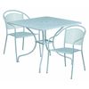 Flash Furniture 35.5" SQ Sky Blue Steel Table w/ 2 Chairs CO-35SQ-03CHR2-SKY-GG