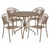 Flash Furniture 35.25" Round Gold Steel Table Set with 4 Chairs CO-35RD-03CHR4-GD-GG