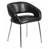 Flash Furniture Side Reception Chair, 21-3/4"L28-3/4"H, LeatherSeat, FusionSeries CH-162731-BK-GG