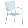 Flash Furniture Sky Blue Steel Patio Arm Chair with Square Back CO-2-SKY-GG