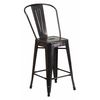 Flash Furniture 24" High Black/Gold Counter Height Stool w/ Back CH-31320-24GB-BQ-GG