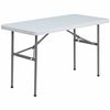 Flash Furniture Rectangle Wh 24X48 Plastic Fold Table, 24" W, 48.25" L, 29" H, Plastic Top, White DAD-YCZ-122-2-GG