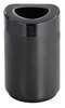 Safco 30 gal Round Trash Can, Black, 20" Dia, Open Top, Steel, Rigid Plastic 9920BL