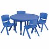 Flash Furniture Round Activity Table, 33 W X 33 L X 23.75 H, Plastic, Steel, Blue YU-YCX-0073-2-ROUND-TBL-BLUE-E-GG