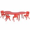 Flash Furniture Kidney Activity Table, 35 W X 65 L X 23.75 H, Plastic, Steel, Red YU-YCX-0043-2-MOON-TBL-RED-E-GG