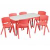 Flash Furniture Rectangle Table Set, 23.625 W X 47.25 L X 23.5 H, Plastic, Steel, Grey YU-YCY-060-0036-RECT-TBL-RED-GG