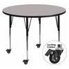 Flash Furniture Round Activity Table, 48" W X 48" L X 30.37" H, Laminate, Grey XU-A48-RND-GY-T-A-CAS-GG