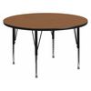 Flash Furniture Round Activity Table, 42" W X 42" L X 25.125" H, Laminate, Wood Grain XU-A42-RND-OAK-T-P-GG