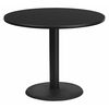 Flash Furniture Round Laminate Table Top, 36" W, 36" L, 31.125" H, Laminate Top, Wood Grain XU-RD-36-BLKTB-TR24-GG