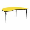 Flash Furniture Kidney Activity Table, 48" X 72" X 30.25", Laminate Top, Yellow XU-A4872-KIDNY-YEL-H-A-GG