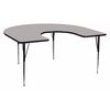 Flash Furniture Horseshoe Activity Table, 60 W X 66 L X 30.125 H, Chrome, Laminate, Particleboard, Steel, Grey XU-A6066-HRSE-GY-T-A-GG