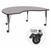 Flash Furniture Kidney Activity Table, 48" X 72" X 25.5", Laminate Top, Grey XU-A4872-KIDNY-GY-H-P-CAS-GG
