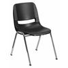Flash Furniture Stack Chair, Plastic, Black, 18" H RUT-18-BK-CHR-GG