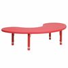 Flash Furniture Kidney Activity Table, 35 X 65 X 23.75, Plastic, Steel Top, Red YU-YCX-004-2-MOON-TBL-RED-GG