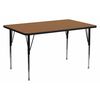 Flash Furniture Rectangle Activity Table, 30 W X 72 L X 30.125 H, Chrome, Laminate, Particleboard, Steel XU-A3072-REC-OAK-T-A-GG
