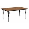 Flash Furniture Rectangle Activity Table, 30 W X 72 L X 25.125 H, Chrome, Laminate, Particleboard, Steel XU-A3072-REC-OAK-T-P-GG