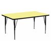 Flash Furniture Rectangle Activity Table, 30" W X 60" L X 25.125" H, Laminate, Yellow XU-A3060-REC-YEL-T-P-GG