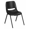 Flash Furniture Stack Chair, Frame, Black, 16" RUT-16-PDR-BLACK-GG