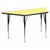 Flash Furniture Trapezoid Activity Table, 29 W X 57 L X 30.125 H, Chrome, Laminate, Particleboard, Steel, Yellow XU-A3060-TRAP-YEL-T-A-GG
