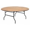 Flash Furniture Round Folding Table, 72" W, 72" L, 30" H, Wood Top, Wood Grain YT-WRFT72-TBL-GG