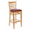 Flash Furniture Barstool, Natural Wood, Burgndy Vinyl Sea, Backrest: Ladder Back XU-DGW0005BARLAD-NAT-BURV-GG