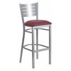 Flash Furniture Barstool, Slat Back, Slvr w/Burgundy Seat XU-DG-60402-BAR-BURV-GG