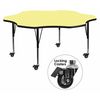 Flash Furniture Flower Activity Table, 60" W X 60" L X 25.37" H, Laminate, Yellow XU-A60-FLR-YEL-T-P-CAS-GG