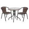 Flash Furniture Round Table Set, 28.75 W X 28.75 L X 28 H, Aluminum, Glass, Metal, Plastic, Rattan, Clear TLH-087RD-037BN2-GG