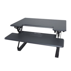 height-adjustable standing desk with keyboard tray
