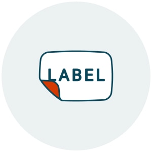 Icon of a label with a corner sticking up.