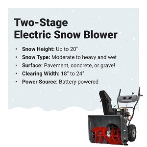 Two-Stage Electric Snow Blower Specs